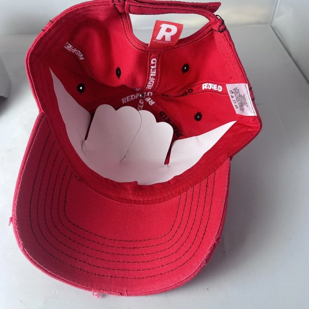 Redfield Optics Logo Hat Red Distressed Adjustable Baseball Cap Hunting‎ Gear